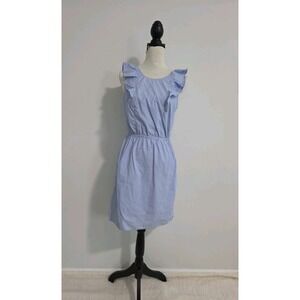J Crew Dress Womens‎ Size 4 Lt Blue Cotton Sheath Sleeveless Lined Preppy Career